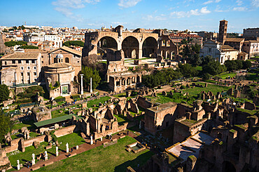 Ancient Rome city skyline from Palatine Hill, Rome, Lazio, Italy, Europe