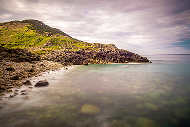 Porth Nanven, a rocky cove near Land's End, Cornwall, England, United Kingdom, Europe