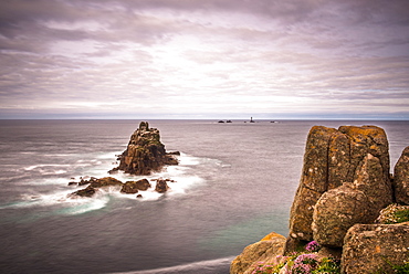 The rock formation known as The Armed Knight at Lands End in Cornwall, England, United Kingdom, Europe