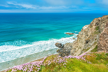 St. Agnes Heritage Coast scenery between Porthtowan and Chapel Porth Beaches in West Cornwall, England, United Kingdom, Europe