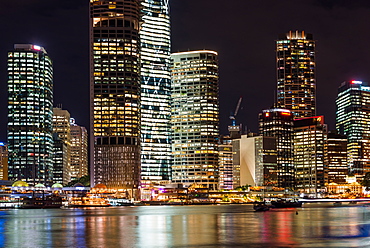 Brisbane city skyline after dark, Brisbane, Queensland, Australia, Pacific