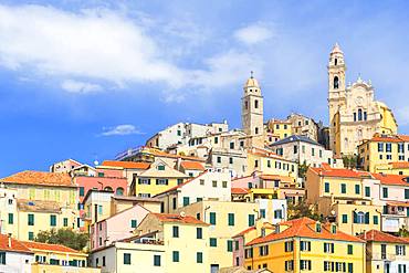 Colourful houses of Cervo village, Cervo, Imperia province, Liguria, Italy, Europe