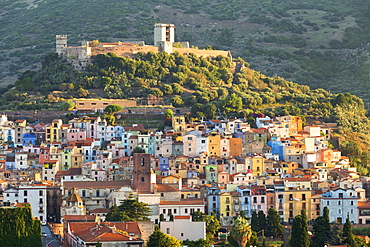 Village of Bosa with Serravalle Castle (Castle of Malaspina), Bosa, Oristano province, Sardinia, Italy, Mediterranean, Europe