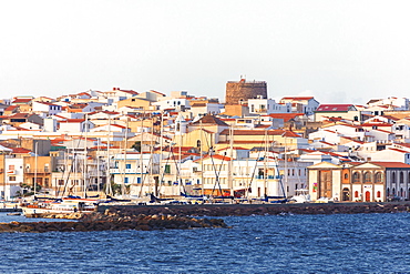 Village of Calasetta from the sea, Sant'Antioco Island, Sud Sardegna province, Sardinia, Italy, Mediterranean, Europe