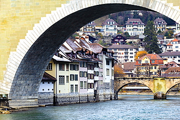 Traditional houses along the river, Bern, Canton of Bern, Switzerland, Europe