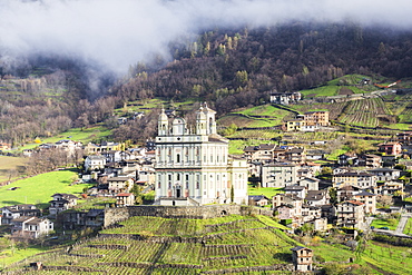 Santa Casa church in spring, Tresivio, Valtellina, Lombardy, Italy, Europe