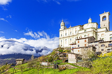 Church of Santa casa in spring, Tresivio, Valtellina, Sondrio province, Italy, Europe