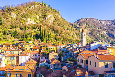 Aerial view by drone of Varenna, Lake Como, Lombardy, Italian Lakes, Italy, Europe