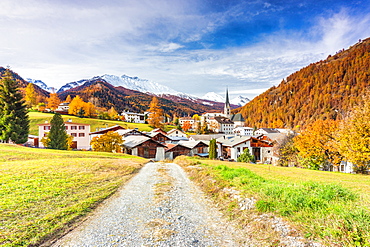 Traditional Swiss village called Santa Maria in Val Mustair, Canton Graubunden, Switzerland, Europe