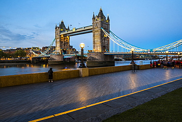 Tower Bridge at night, Southwark, London, England, United Kingdom, Europe