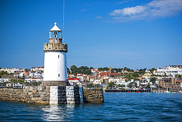 Lighthouse in St. Peter Port Harbour, Guernsey, Channel Islands, United Kingdom, Europe