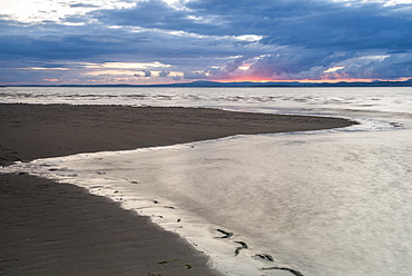 Morecambe Bay at sunset, Lancashire, England, United Kingdom, Europe