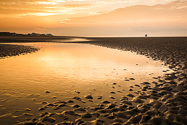 Camber Sands Beach at sunrise, East Sussex, England, United Kingdom, Europe