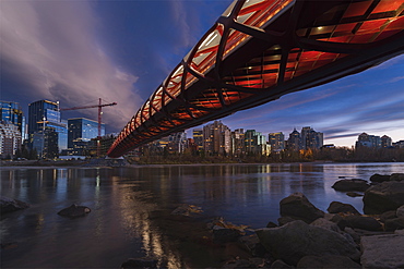 Calgary cityscape with Peace Bridge, Calgary, Alberta, Canada, North America