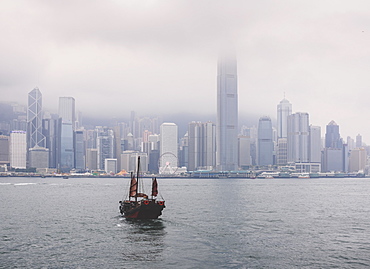 Ferry boat crossing the Victoria Harbour from Tsin Sha Tsui to Central Hong Kong, Hong Kong, China, Asia