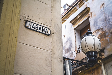 Habana street sign, La Habana (Havana), Cuba, West Indies, Caribbean, Central America