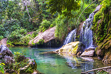 El Nicho waterfall in the Sierra del Escambray mountains not far from Cienfuegos, Cuba, West Indies, Caribbean, Central America