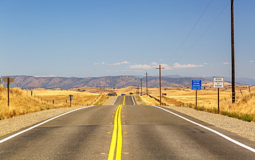 Highway and electricity poles, California, United States of America, North America