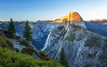 Half Dome at dusk from Glacier Point above Yosemite Valley, UNESCO World Heritage Site, California, United States of America, North America