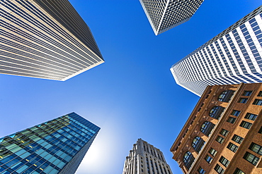 Tower buildings, worm's-eye view, San Francisco, California, United States of America, North America