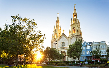 St. Peter and Paul Church at sunset, San Francisco, California, United States of America, North America