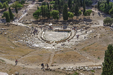 Theatre of Dionysus viewed from Acropolis Hill, Athens, Greece, Europe