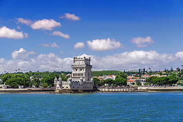 Torre de Belem (Belem Tower), medieval defensive tower on the bank of Tagus River, UNESCO World Heritage Site, Belem, Lisbon, Portugal, Euyrpe