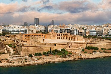 Valletta, Malta 18th century Baroque architecture Fort Manoel by sea, star bastion fortification north west of Maltese capital.