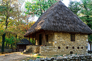 Authentic peasant settlements exhibiting traditional Romanian village life inside Dimitrie Gusti National Village Museum, Bucharest, Romania, Europe