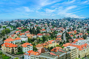 Panoramic landscape view of buildings in Bratislava, Slovakia, Europe