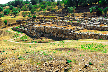 Ancient ruins of the 12th century BC Archaeological Site of Mycenae, UNESCO World Heritage Site, Peloponnese, Greece, Europe