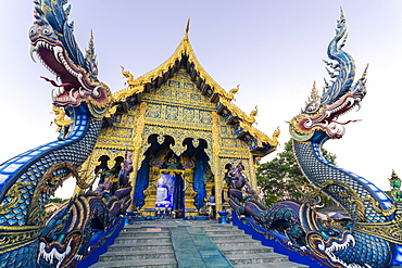 Exterior view of Wat Rong Suea Ten (Blue Temple) in Chiang Rai, Thailand, Southeast Asia, Asia