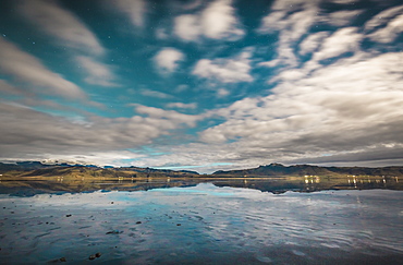 Lagoon at night, Jokulsarlon, Iceland, Polar Regions