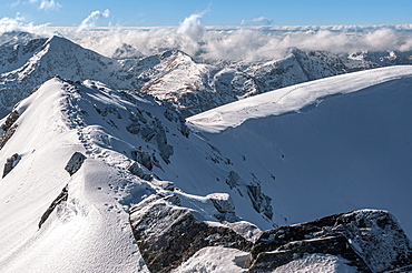 Sgurr a'Bhealaich Dheirg, the highest and finest Munro on the Brothers Ridge, above Glen Shiel, Highlands, Scotland, United Kingdom, Europe