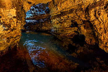 The second chamber of Smoo Cave near Durness, located on the popular NC500 route, Highlands, Scotland, United Kingdom, Europe