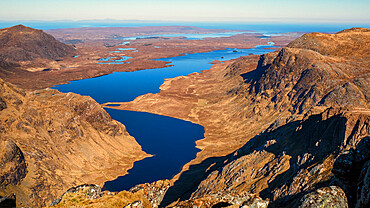 Looking north from A' Mhaighdean one of the remotest Scottish Munros and one of the finest viewpoints in Britain, Highlands, Scotland, United Kingdom, Europe