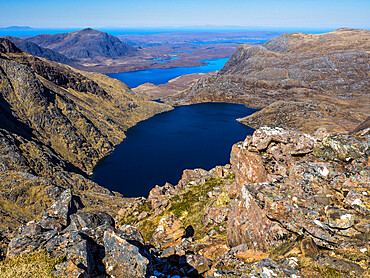 A' Mhaighdean summit ridge, one of the remotest Scottish Munros, one of the finest viewpoints in Britain, Highlands, Scotland, United Kingdom, Europe