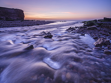 Twilight at mouth of River Otter at Budleigh Salterton, Devon, England, United Kingdom, Europe