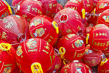 Colourful lanterns at Kek Lok Si Temple, George Town, Penang, Malaysia, Southeast Asia, Asia