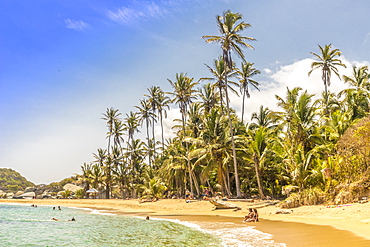 A view of the Caribbean beach at Cabo San Juan in Tayrona National Park, Colombia, South America