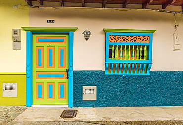 Colourful colonial architecture in Jerico, Antioquia, Colombia, South America