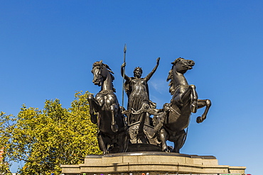 The Boadicea and Her Daughters statue on Westminster Bridge, London, England, United Kingdom, Europe