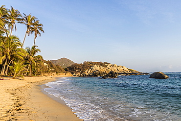 A view of a beach and the Caribbean sea in Tayrona National Park, Colombia, South America