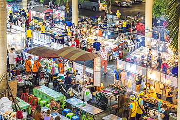 An aerial view of the Banzaan night market in Patong, Phuket, Thailand, Southeast Asia, Asia