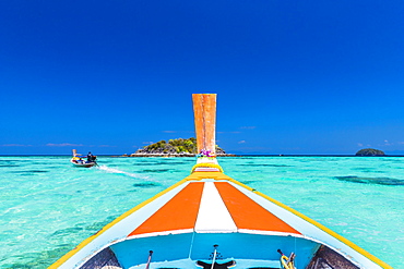 A colourful long tail boat on Ko Lipe Island in Tarutao National Marine Park, Thailand, Southeast Asia, Asia