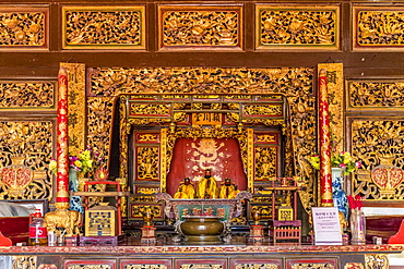 The interior of Eng Chuan Tong Tan Kongsi clan house in George Town, Penang Island, Malaysia, Southeast Asia, Asia