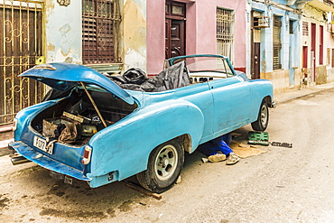 A typical street scene in Centro in Havana, Cuba, West Indies, Caribbean, Central America