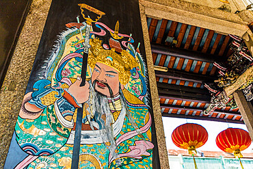 Ornate doors at Han Jiang Ancestral Temple in George Town, UNESCO World Site, Penang Island, Malaysia, Southeast Asia, Asia