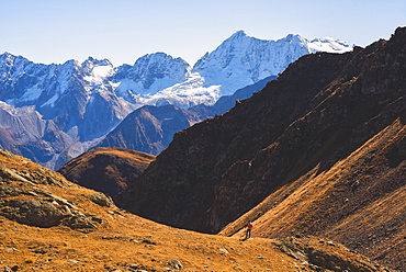 Mountainscape in autumn season in Stelvio National Park in Brescia Province, Lombardy, Italy, Europe