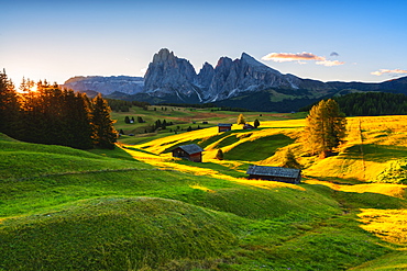 The Alpe di Siusi plateau in autumn, Gardena Valley, Bolzano Province, Trentino-Alto Adige, Italy, Europe